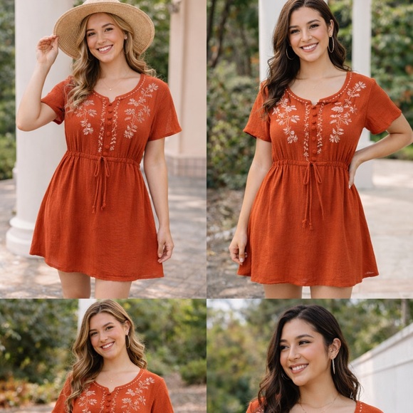 Embroidered Rust Top - Picture 12 of 13